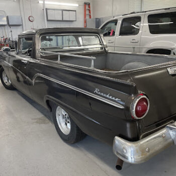 Classic car in repair shop